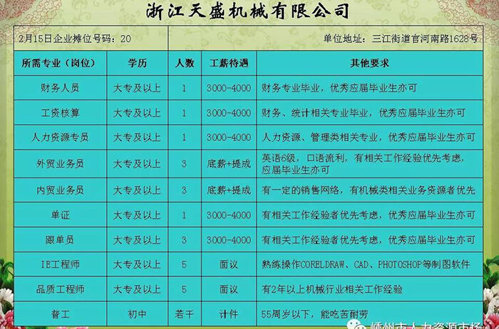 臺(tái)州大溪最新招工信息及招工相關(guān)分析解讀